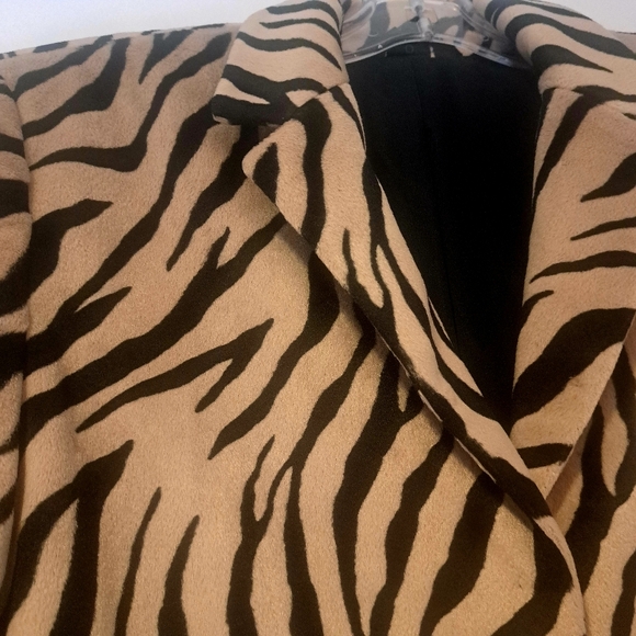 Imitation velvet animal print long blazer - Picture 3 of 4